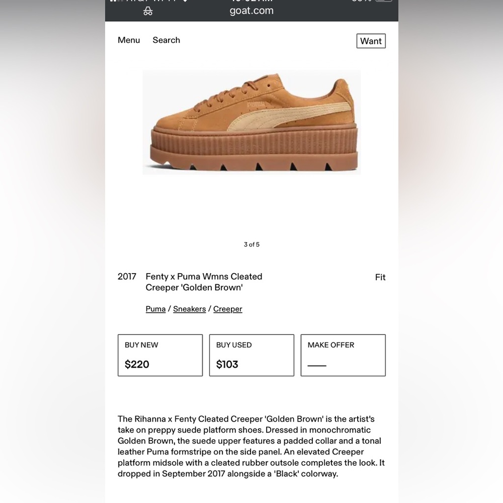 FENTY x PUMA Platform Cleated Creepers
in ‘Golden Brown’ - Picture 10 of 16